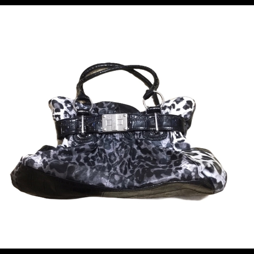 White and Black Leopard Pattern Handbag